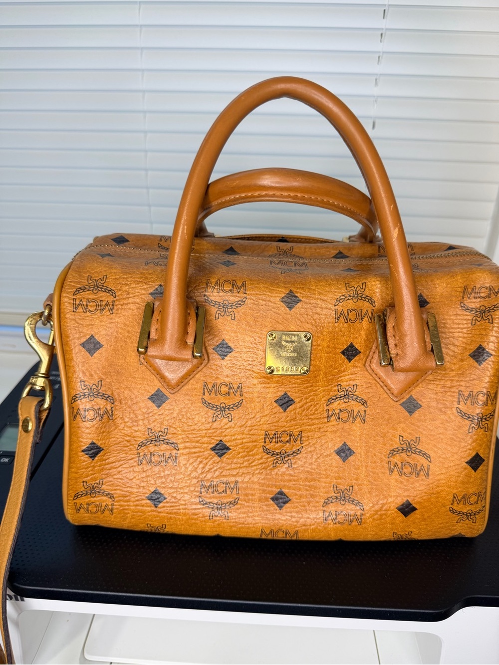 MCM Cognac Visetos Dome Satchel with Gold Hardware - Picture 12 of 12